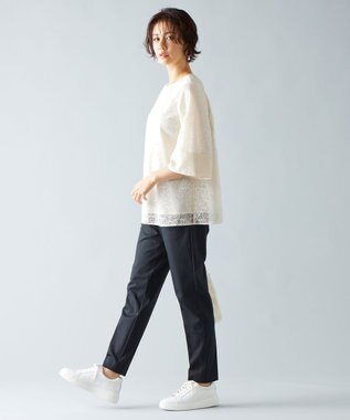 自由区 【セットアップ対応・洗える】ラッセルレース ブラウス ベージュ系