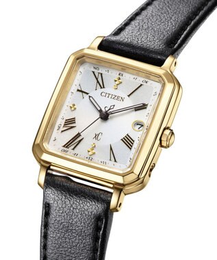 CITIZEN 【替えバンド付き2way】電池交換不要の電波時計 hikari collection Square 2way Model ES9502-12A イエローゴールド