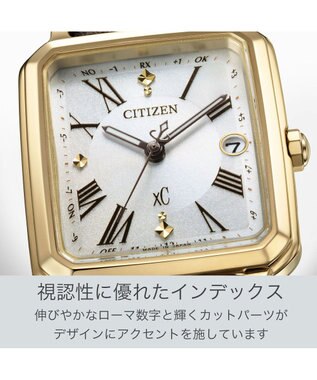 CITIZEN 【替えバンド付き2way】電池交換不要の電波時計 hikari collection Square 2way Model ES9502-12A イエローゴールド