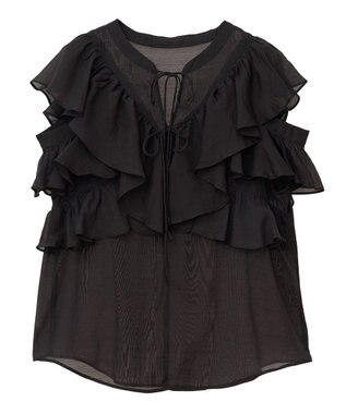 earth music&ecology ２ＷＡＹフリルブラウス Black