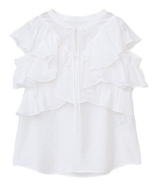 earth music&ecology ２ＷＡＹフリルブラウス White