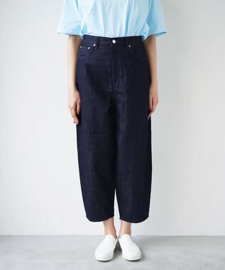caqu FS linen barrel pants ふんわりリネンテーパードデニム rinse