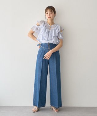 earth music&ecology ２ＷＡＹフリルブラウス Sax