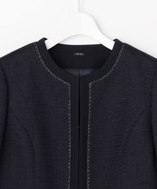 ANY SIS リップルボーダーストレッチ ジャケット ネイビー