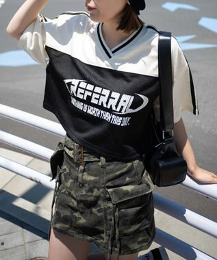 WEGO 2ライン切り替えメッシュショートT ブラック