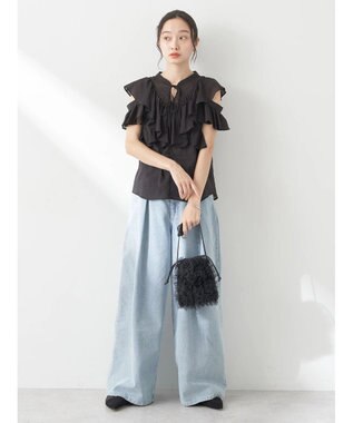 earth music&ecology ２ＷＡＹフリルブラウス Black