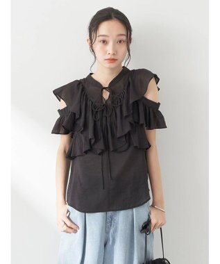 earth music&ecology ２ＷＡＹフリルブラウス Black