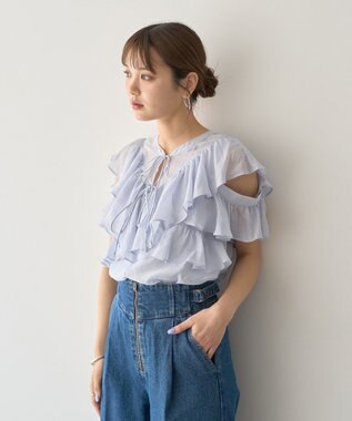 earth music&ecology ２ＷＡＹフリルブラウス Sax