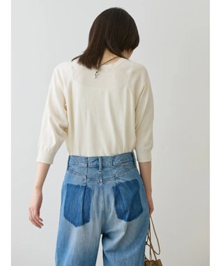 AMERICAN HOLIC ＵＶカットラグラン５分袖ニットプルオーバー Off White