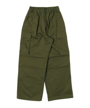 WEGO 【ウエストゴム/SMLサイズ展開】イージーワイドカーゴパンツ カーキ
