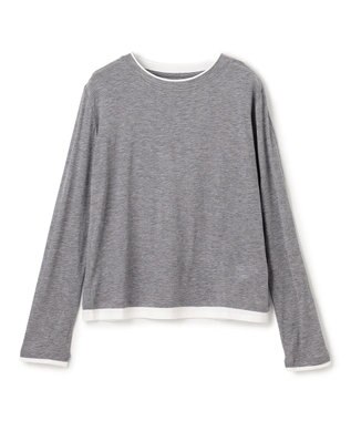 UNFILO L ソフトウール フェイクレイヤード ロンT チャコール