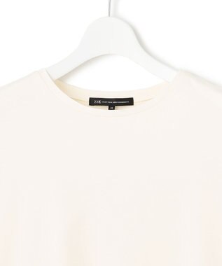 23区 【汗じみ防止加工】スカーフプリントコンビ ヘムデザイン チュニック アイボリー×ライトカーキ