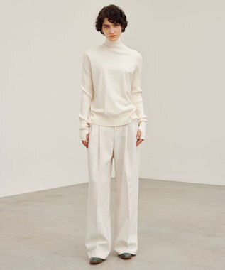 BEIGE， LAC / 2WAYストレッチワイドタックパンツ Ecru