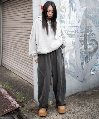 WEGO 【ユニセックス着用ITEM/ウエストゴム/MLサイズ展開】バルーン3Dスウェットパンツ ブラックその他