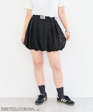 Green Parks ■ＬＯＶＥＢＯＡＴ　フラワーメッシュバルーンスカート Black