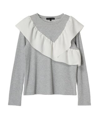 Green Parks ・ＳＵＧＡＲ　ＳＰＯＯＮ　アシンメトリーフリルロンＴＥＥ Gray Mixture