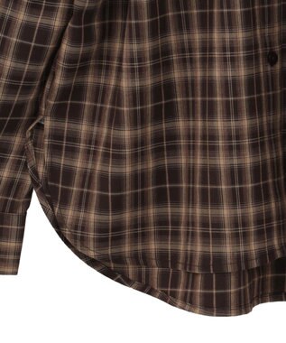 earth music&ecology SET2点チェック柄シャーリングビスチェ＋シャツ Brown