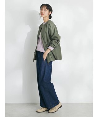 CRAFT STANDARD BOUTIQUE コットンギャバジンノーカラーＺＩＰブルゾン Khaki