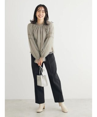 Green Parks ・ＥＬＥＮＣＡＲＥ　ＤＵＥ　チュールハイネックブラウス Gray Beige