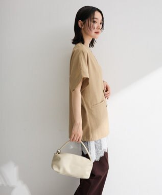 Green Parks リネンライクＶカラージャケット Beige