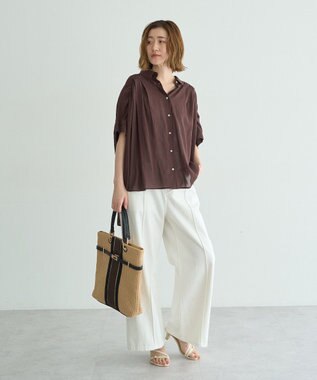 YECCA VECCA 【ドライタッチ】シアーバックギャザーシャツ Brown