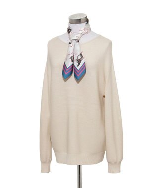 MOONBAT PAUL&JOE ACCESSOIRES(ポール & ジョー) シルクスカーフ 空 オーステルリッツ記念柱 ネコと毛糸 気球 65cm×65cm 手洗いOK スカイブルー