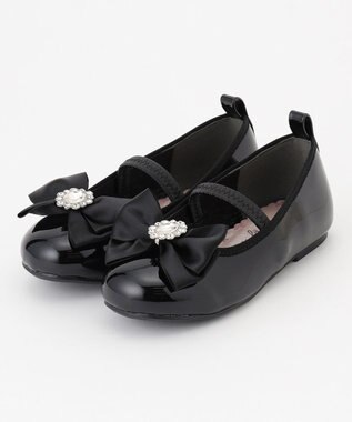 ANY KIDS エナメル フラット シューズ ブラック