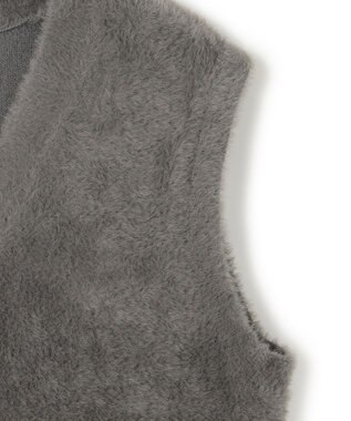 UNFILO L ナイロンシャギー カーディガン ベスト チャコール