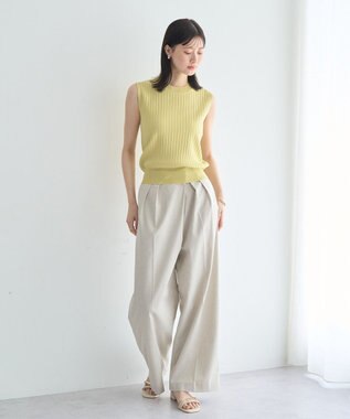 YECCA VECCA 【マシンウォッシャブル】ノースリーブリブニット Yellow