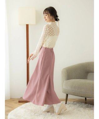 earth music&ecology ハイネックシアーフラワーインナー Ivory