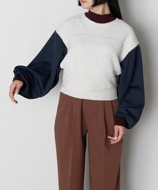 TRICOTE バンピー切り替えトップス 80IVORY