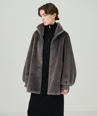 GRACE CONTINENTAL ウールボアブルゾン チャコール