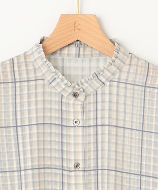 組曲 L 【洗える】シアーチェック ブラウス ベージュ系3