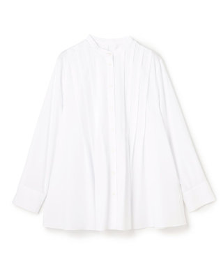 UNFILO バンドカラー タックブラウス