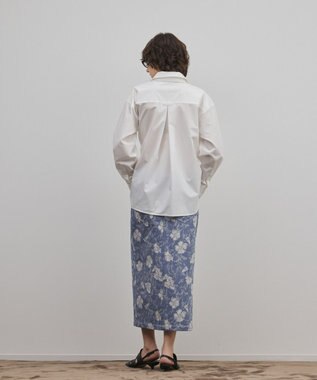 GRACE CONTINENTAL ボタニカルジャガードスカート ブルー