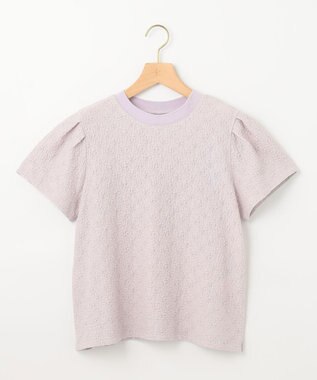 組曲 L 【WEB限定】ストレッチジャガード クロップドＴシャツ ピンクグレージュ系