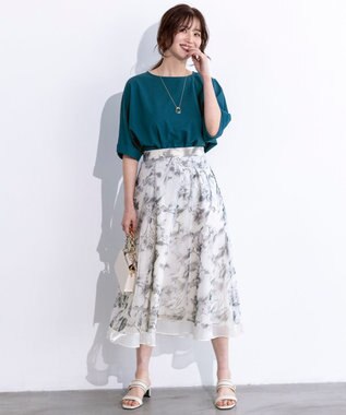 ANY SIS S 【前後着用・UVケア・洗える】2WAYジョーゼットジャージードルマン カットソー グリーン