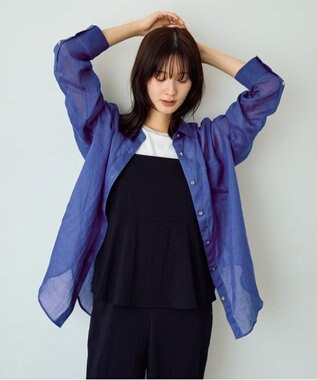 YECCA VECCA 3wayシアーリネンシャツ Blue