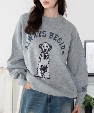 WEGO 【洗える】グラフィックニットBIGプルオーバー 柄9