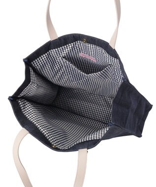 Maison de FLEUR デニムブランドロゴスクエアトートバッグ Indigo