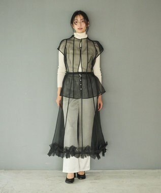 #Newans オーガンジーパネルブラウス ブラック