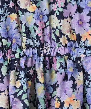 ANY KIDS オンオフショルダー ガーリー ワンピース ネイビー花柄