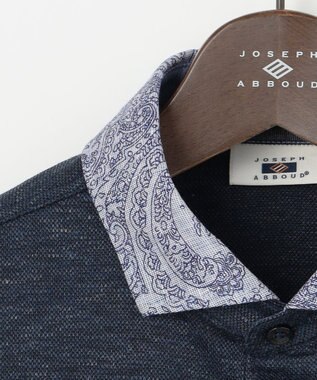 JOSEPH ABBOUD 【リネン素材/吸水速乾/日本素材】リネンハニカム ダディ ポロシャツ ネイビー×ペイズリー