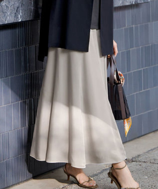 23区 【接触冷感/洗える】フィブリルツイル ギャザー スカート ベージュ系