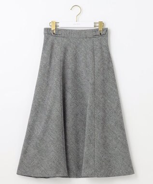 ANY SIS 【洗える】ベルトポイントフレア スカート 白黒ツイード