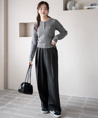 WEGO 【WEB限定/25年秋冬新作】別注USPOLOヘンリーネックニットPO グレー