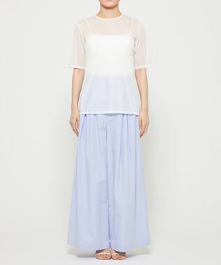 uncrave トリコットシフォン ハーフスリーブカットソー オフ