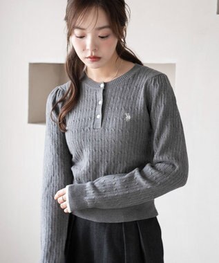 WEGO 【WEB限定/25年秋冬新作】別注USPOLOヘンリーネックニットPO グレー