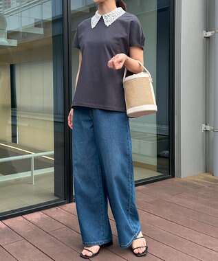 組曲 S 【2WAY】レース襟フレンチテリー カットソー スレートグレー系