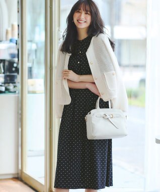 ANY SIS 【接触冷感・吸水速乾・UVケア】エアリードレープスムース ワンピース ネイビー系